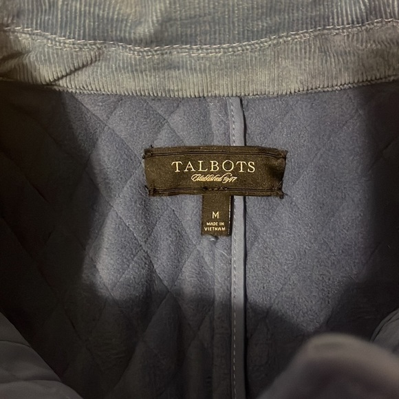 TALBOTS‎ Blue Quilted Fleece Lined Vest With Corduroy Collar Size M - Picture 4 of 5